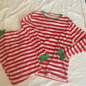 Festive Red & Pink Striped Pajama Set | XL | Long Sleeve Top & Pants